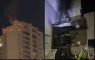 Cobertura pega fogo em edif